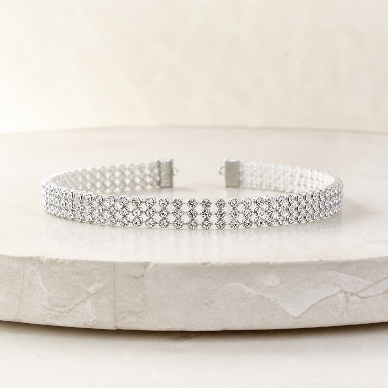 Collier ras-de-cou à cristaux — Blanc — vue 2