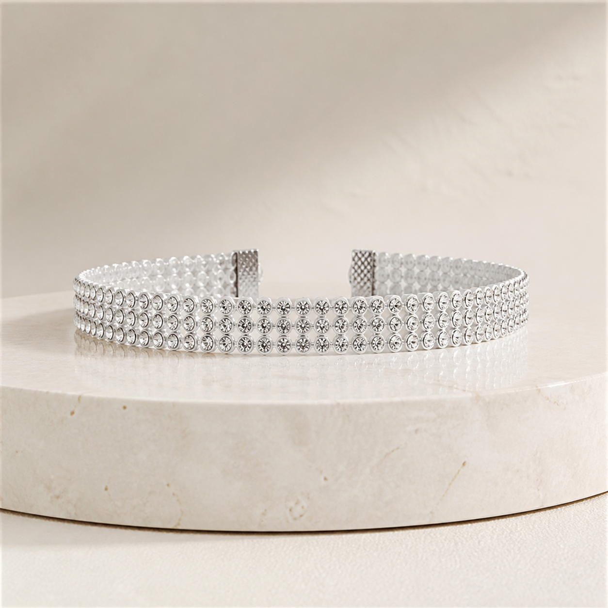 Collier ras-de-cou à cristaux — Blanc — vue 4