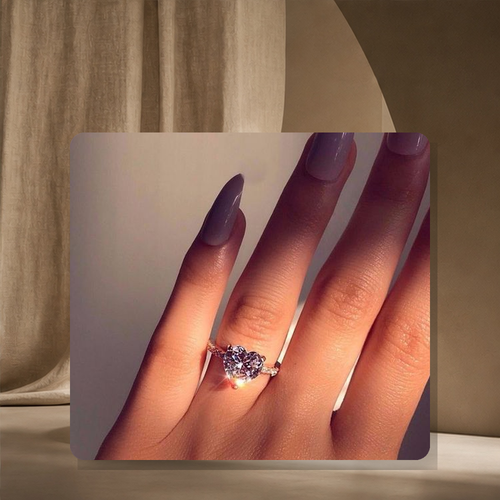 Bague cœur en zircon — Blanc Doré — vue 2