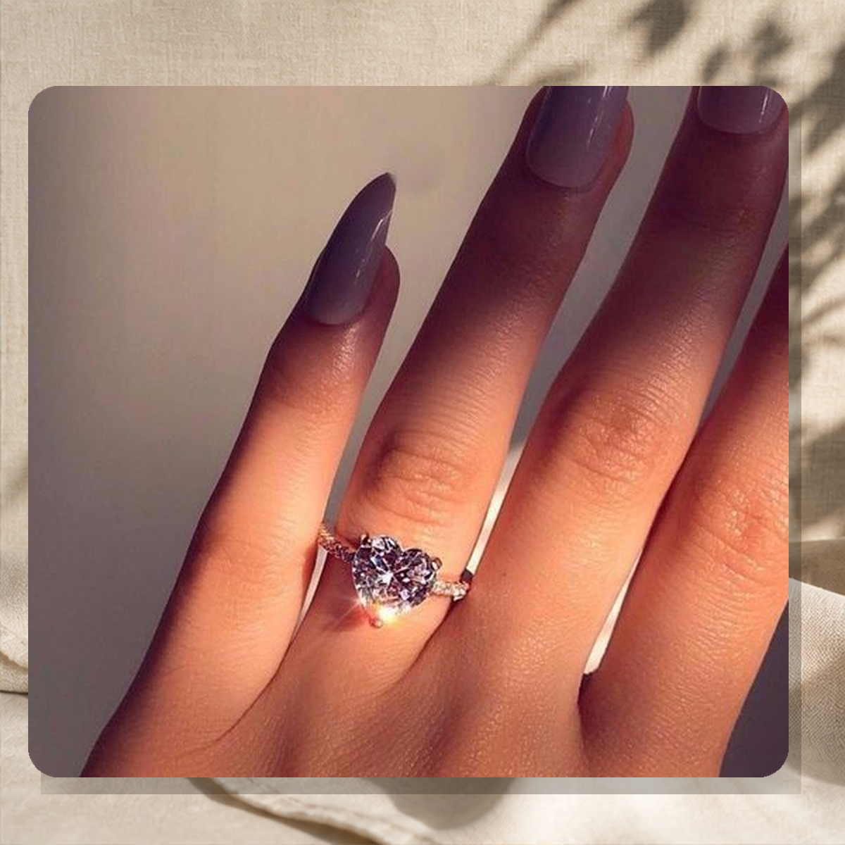 Bague cœur en zircon — Blanc Doré — vue 4
