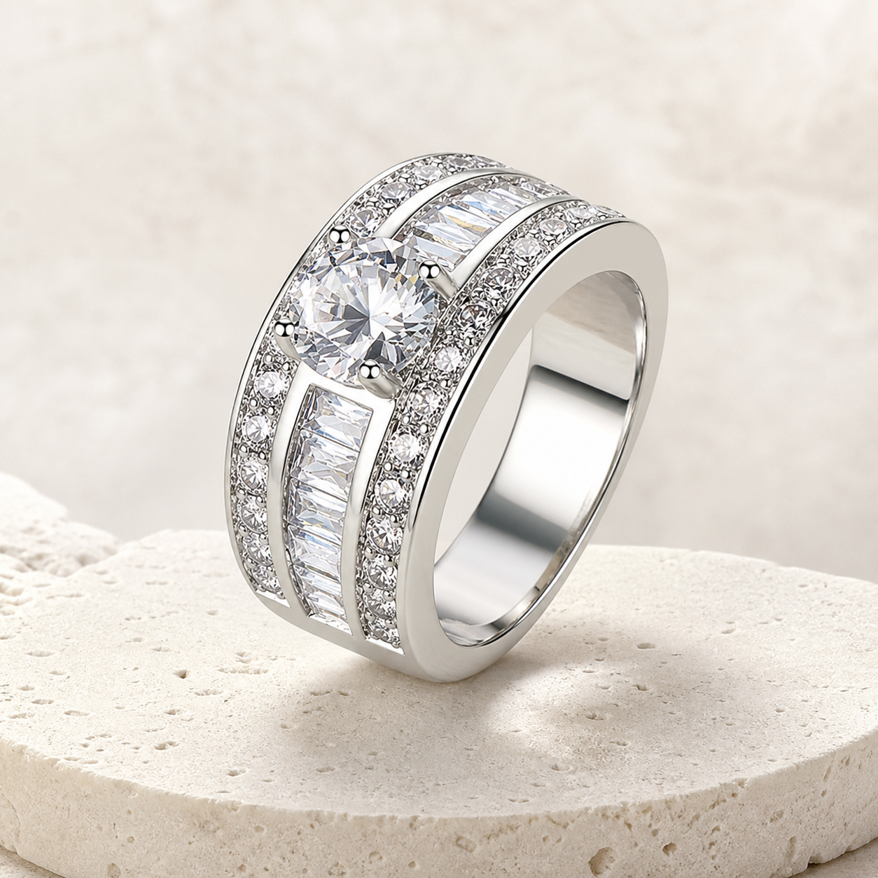 Bague cœur et flèche en zircon — Blanc — vue 1