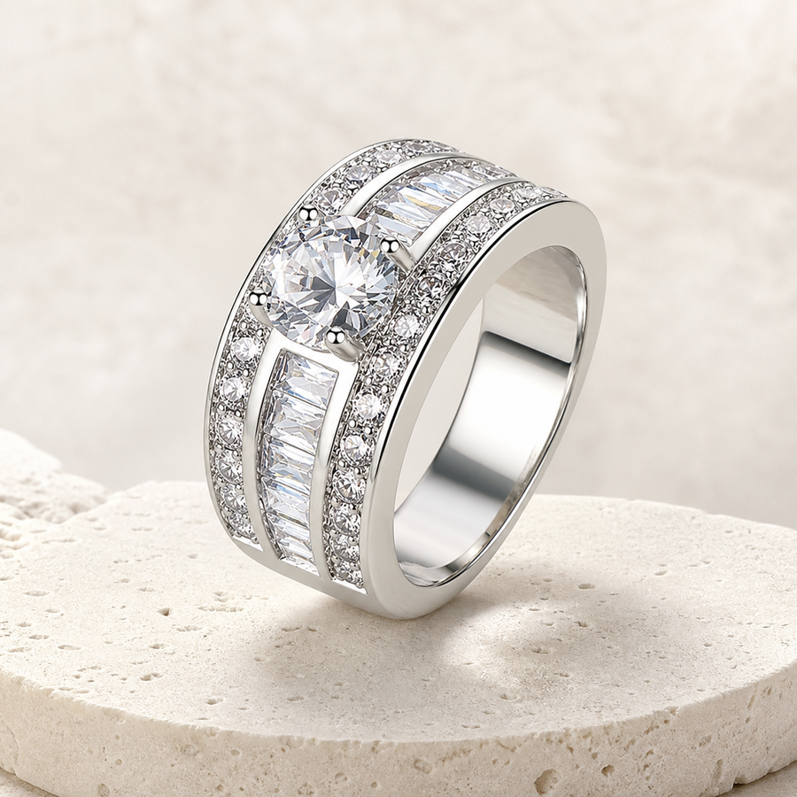 Bague cœur et flèche en zircon — Blanc — vue 1