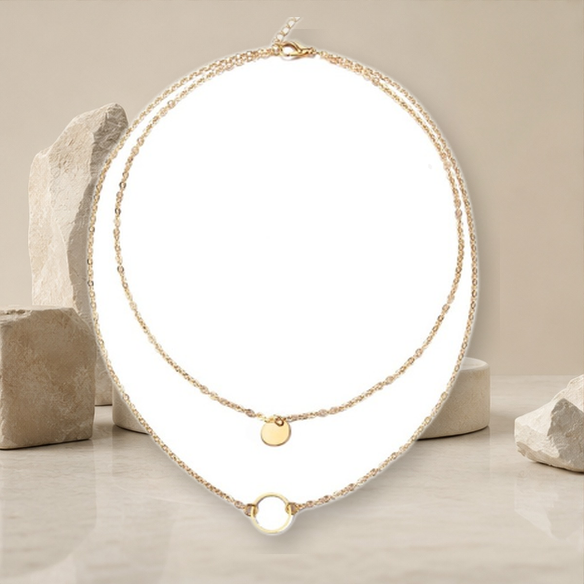 Collier choker multirang à sequins — Doré — vue 4