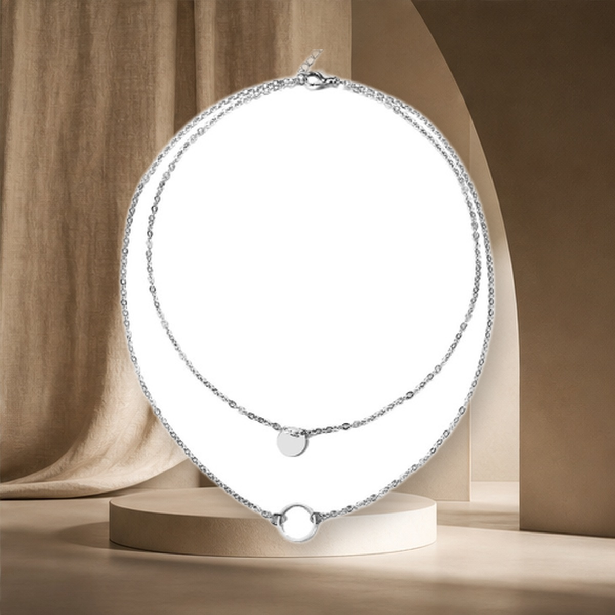 Collier choker multirang à sequins — Argenté — vue 5