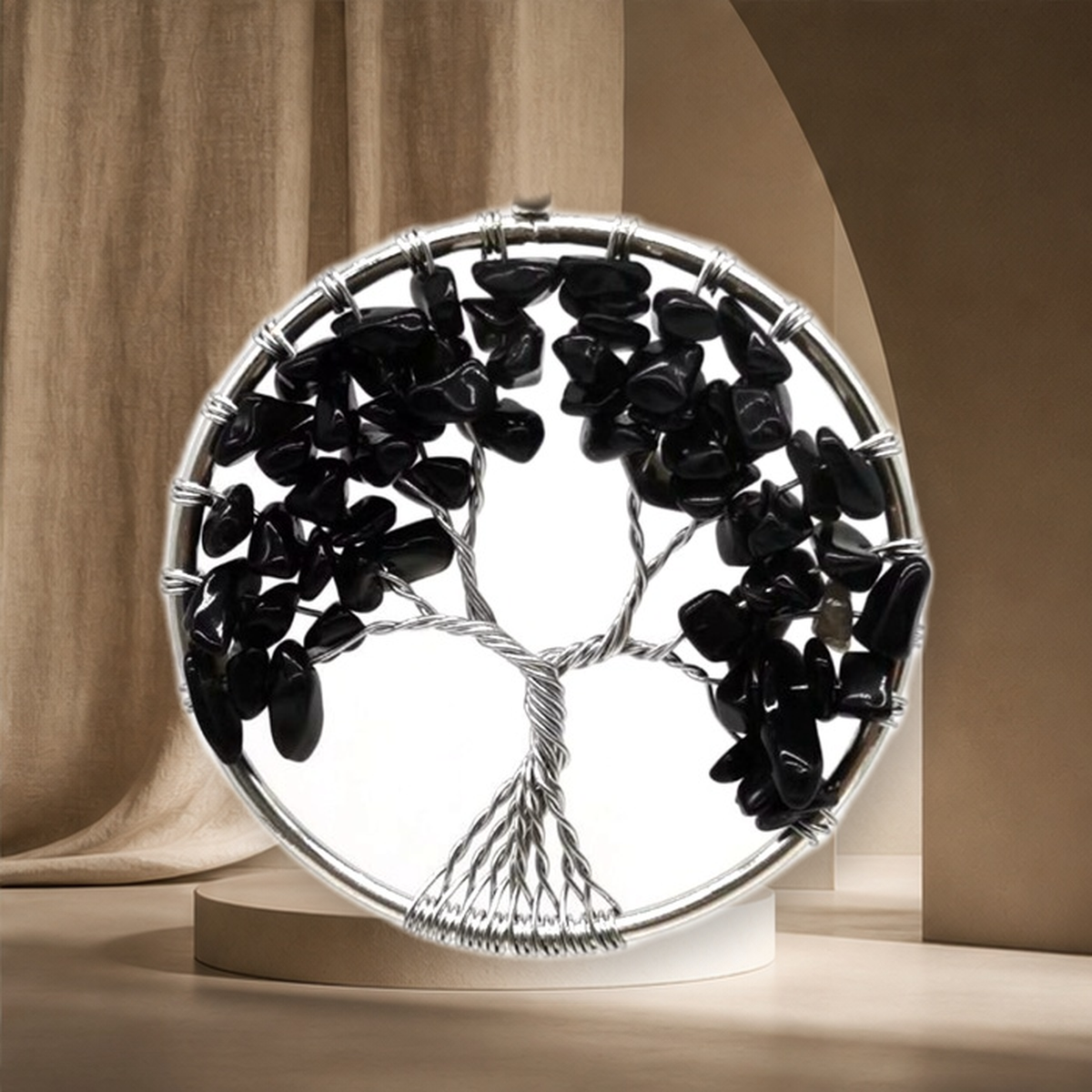 Collier pendentif arbre de vie — Noir crystal-Chain — vue 5