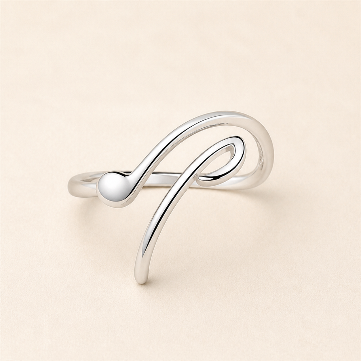 Bague réglable motif musical — Argenté — vue 2