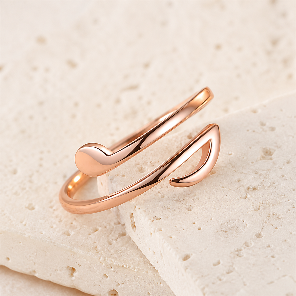 Bague réglable motif musical — Or rose — vue 3