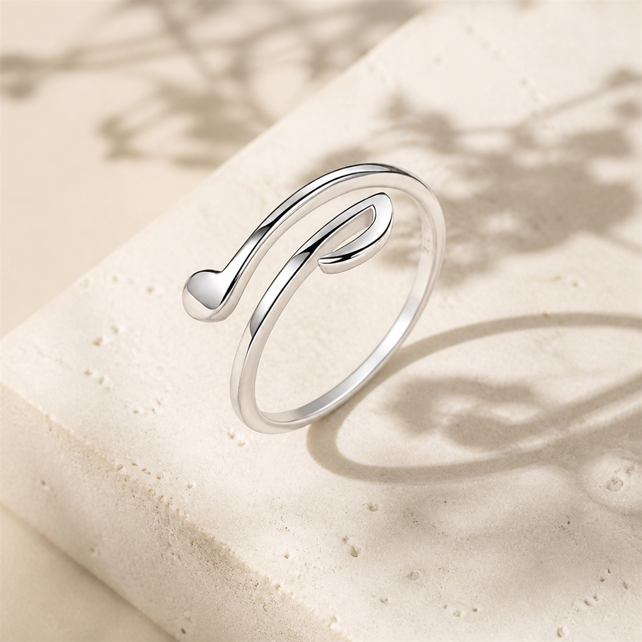 Bague réglable motif musical — Argenté — vue 4