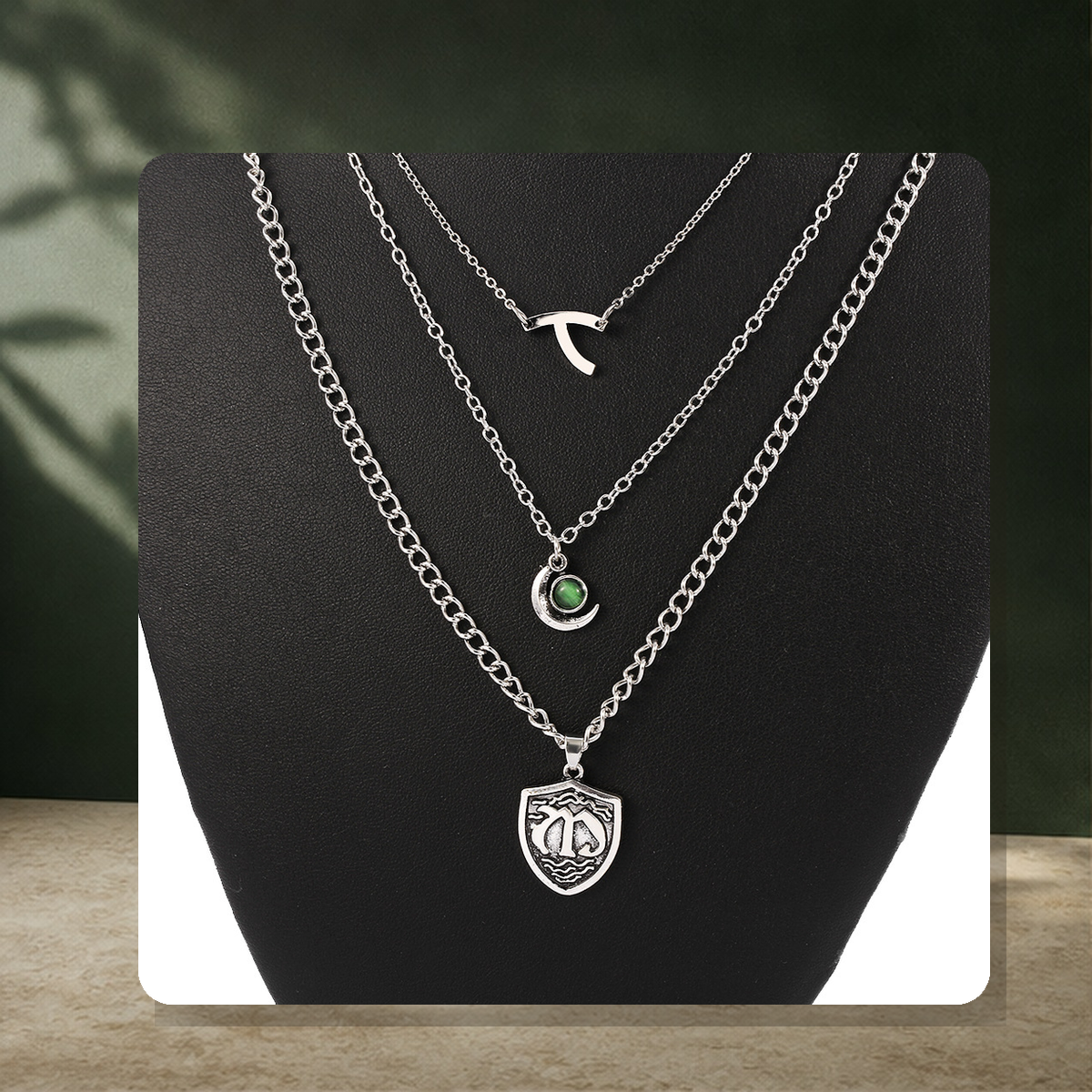 Collier court multirang — Argenté — vue 3