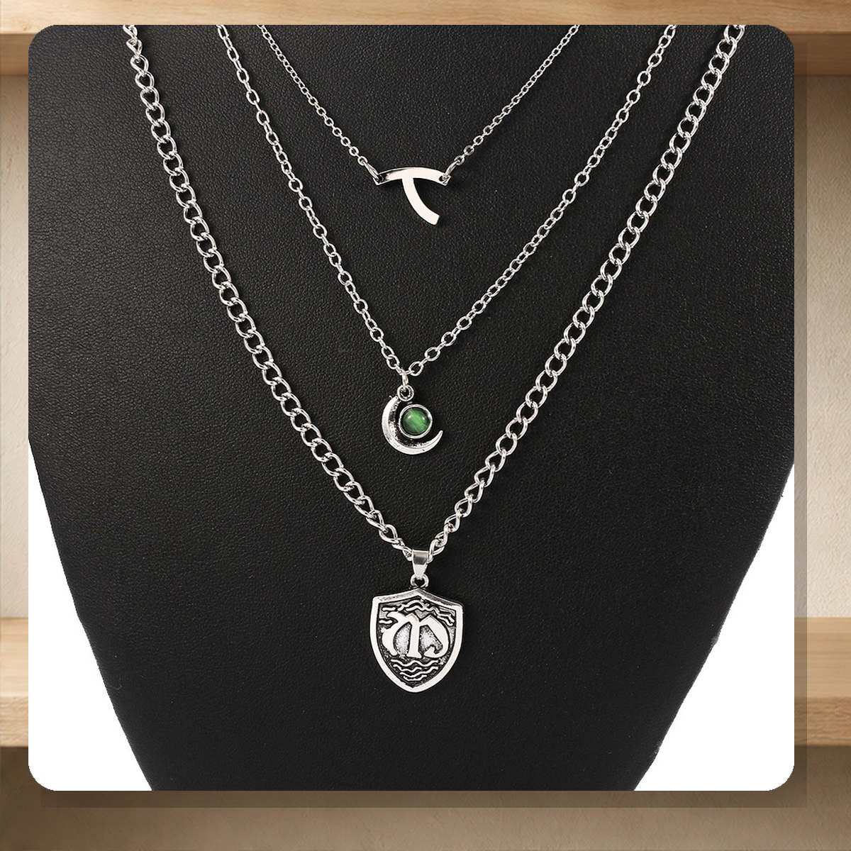 Collier court multirang — Argenté — vue 4