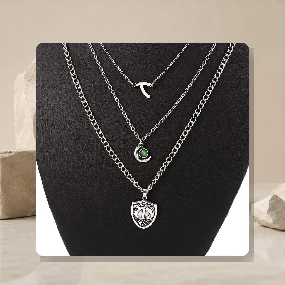 Collier court multirang — Argenté — vue 5