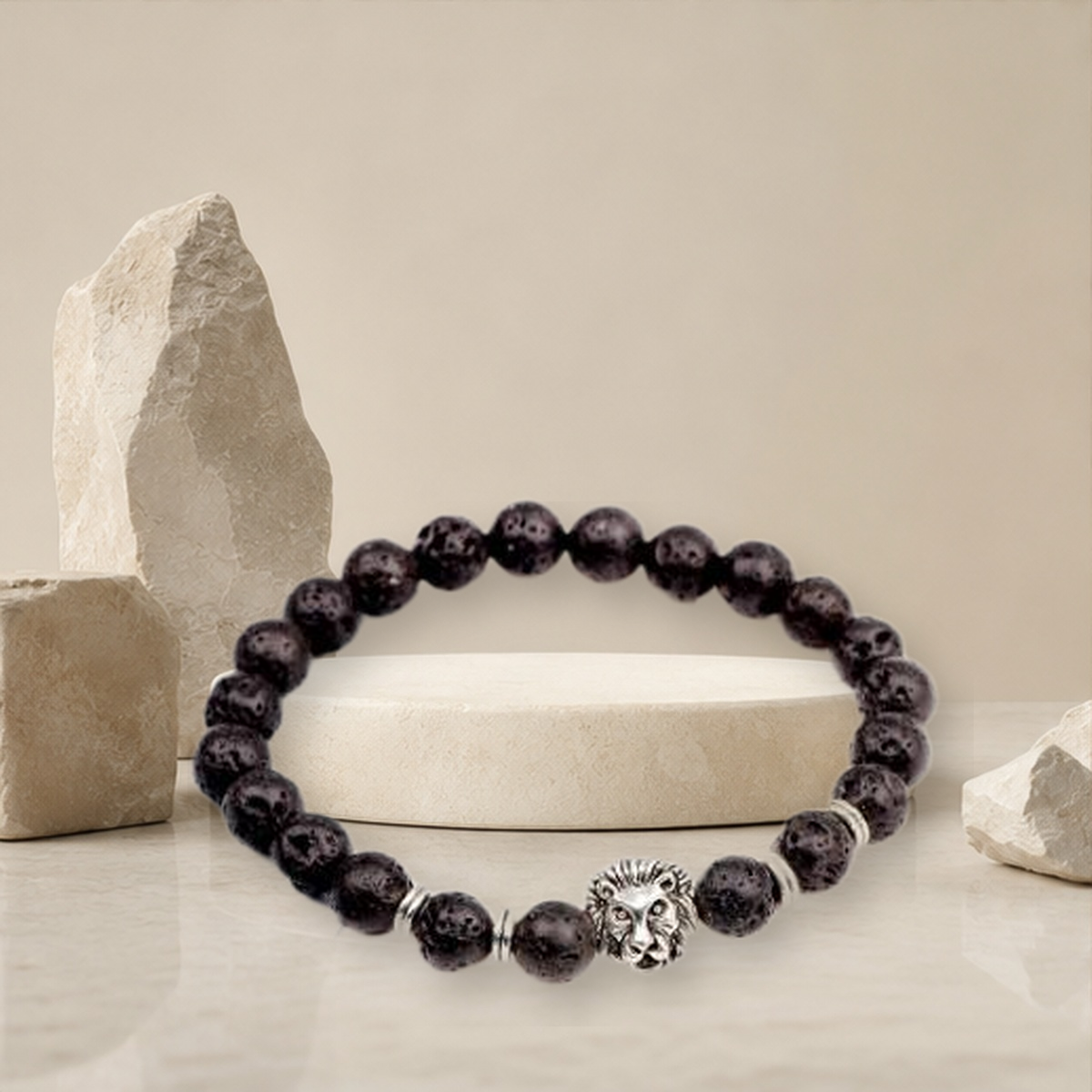 Bracelet tête de lion — Noir — vue 6