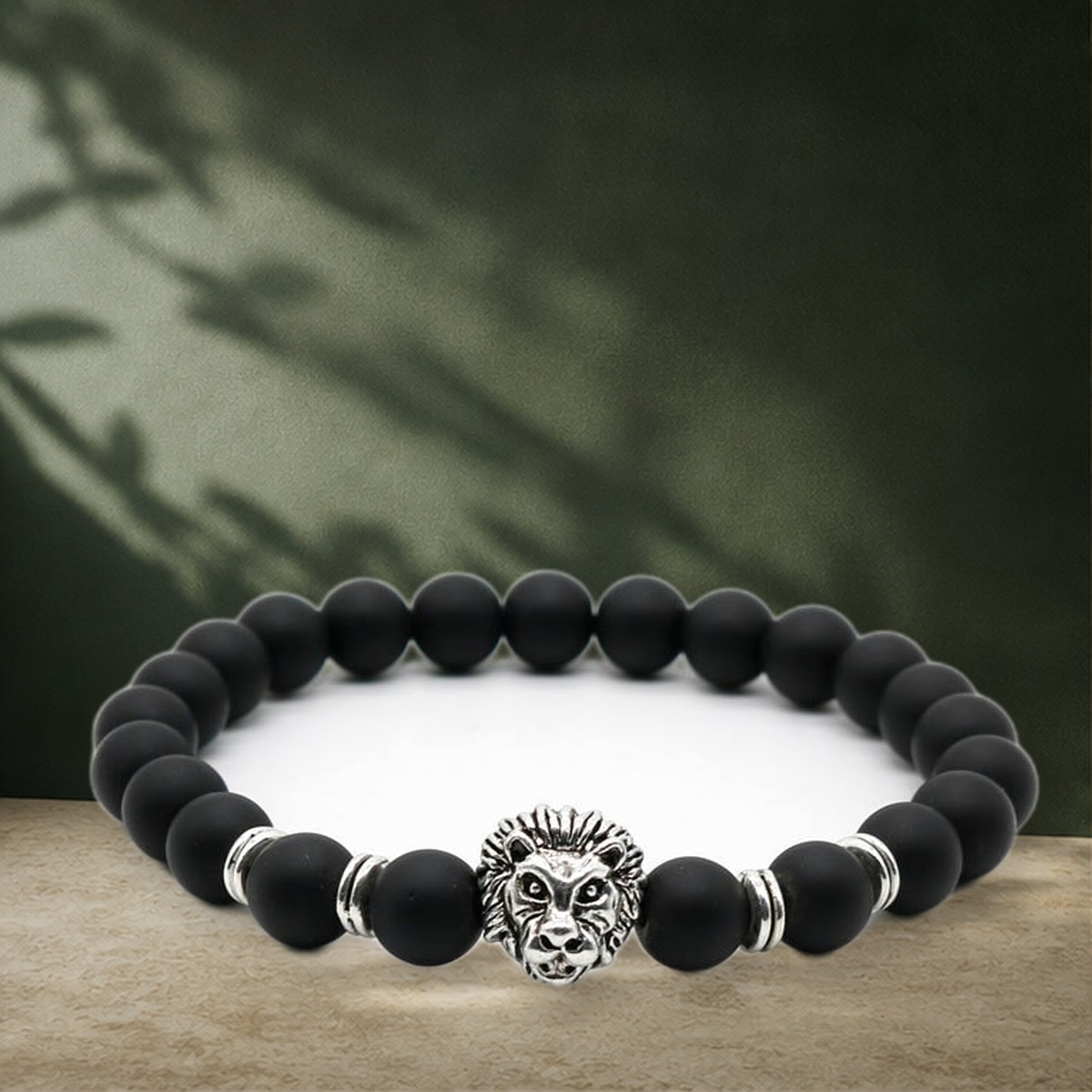 Bracelet tête de lion — Argenté lion matte — vue 12