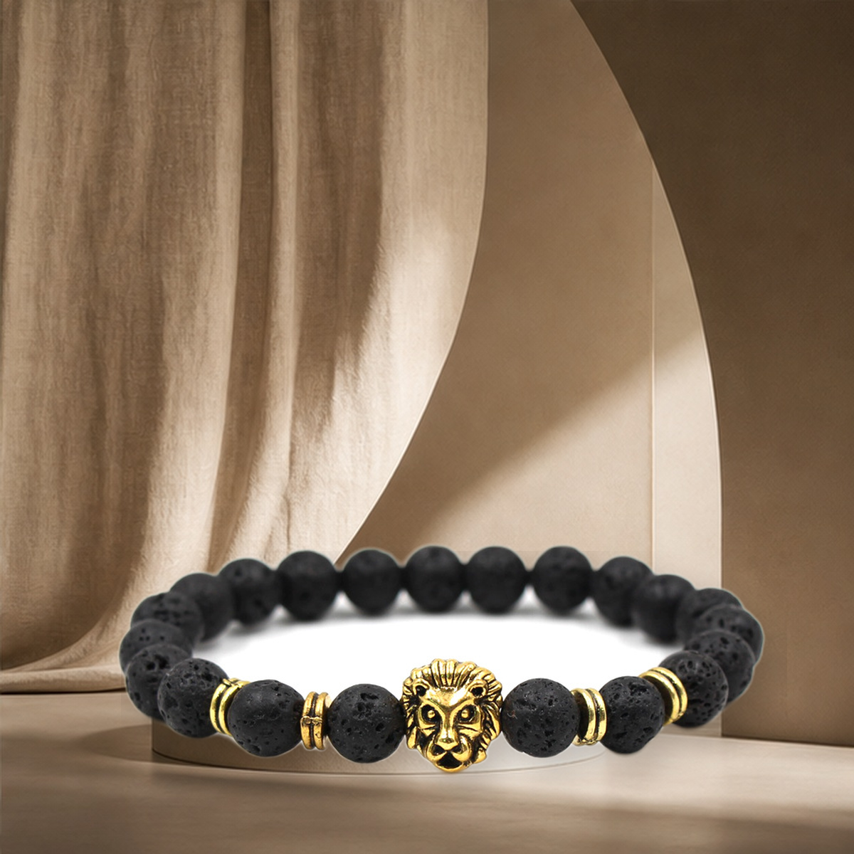 Bracelet tête de lion — Doré lion — vue 15
