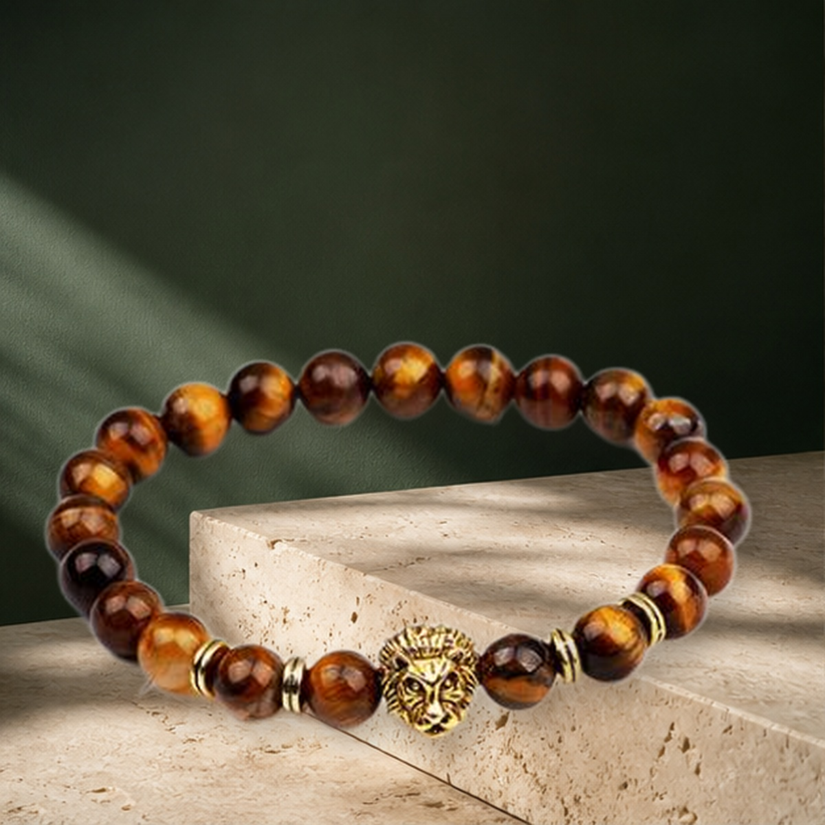 Bracelet tête de lion — Marron — vue 16