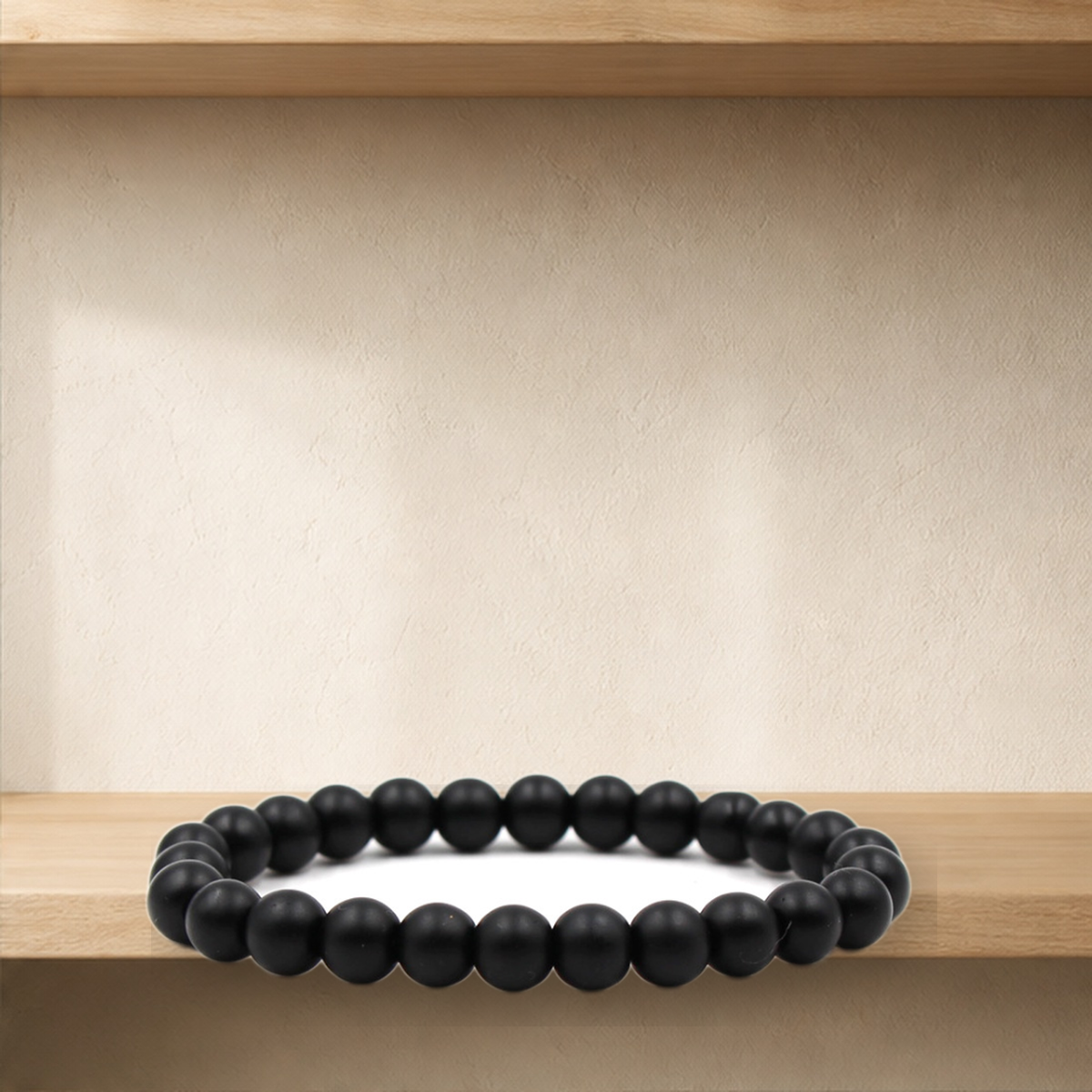 Bracelet perlé noir et malachite — Black-14 mm — vue 10