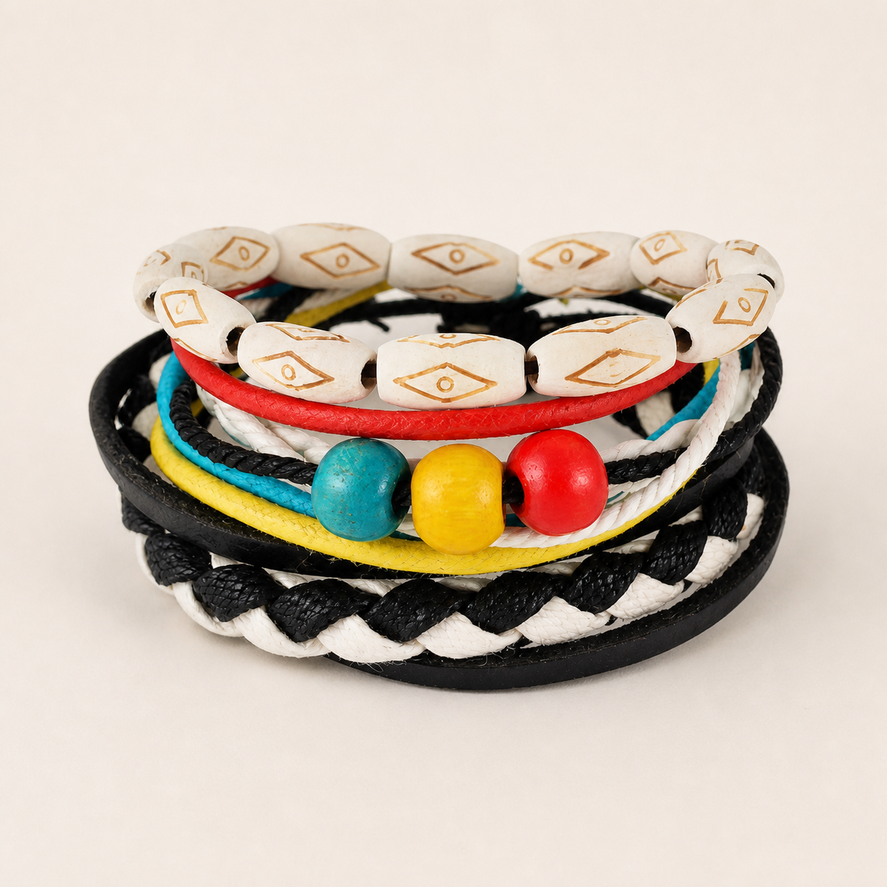 Bracelet multirang en cuir et perles — 5 — vue 2