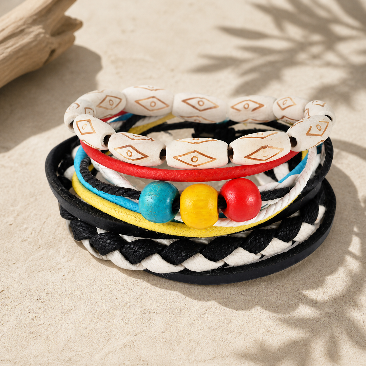 Bracelet multirang en cuir et perles — 5 — vue 4