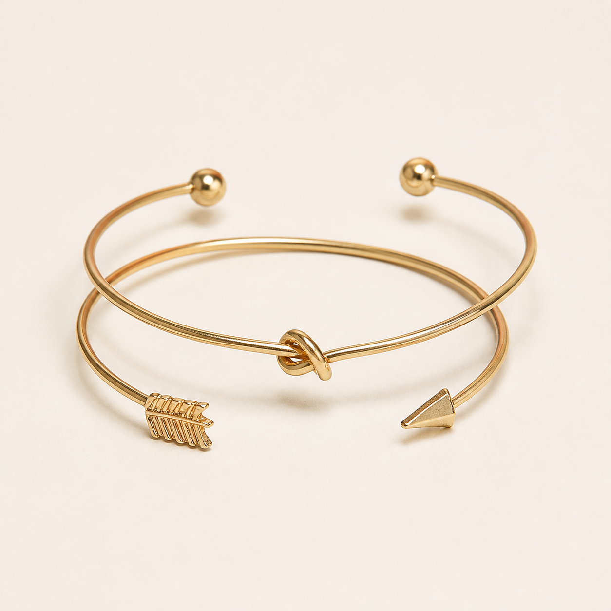 Bracelet jonc flèche nouée — Doré — vue 2
