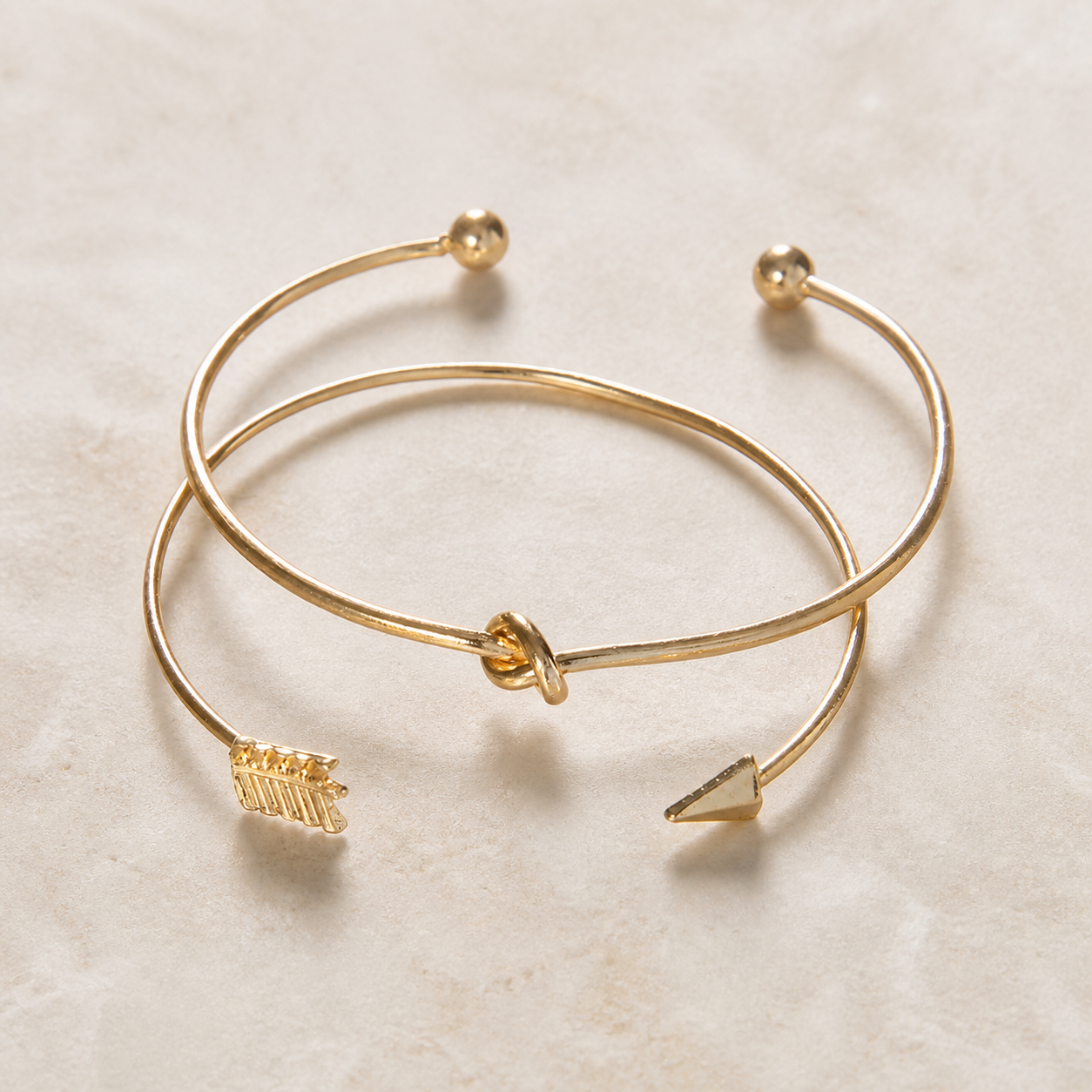 Bracelet jonc flèche nouée — Doré — vue 3