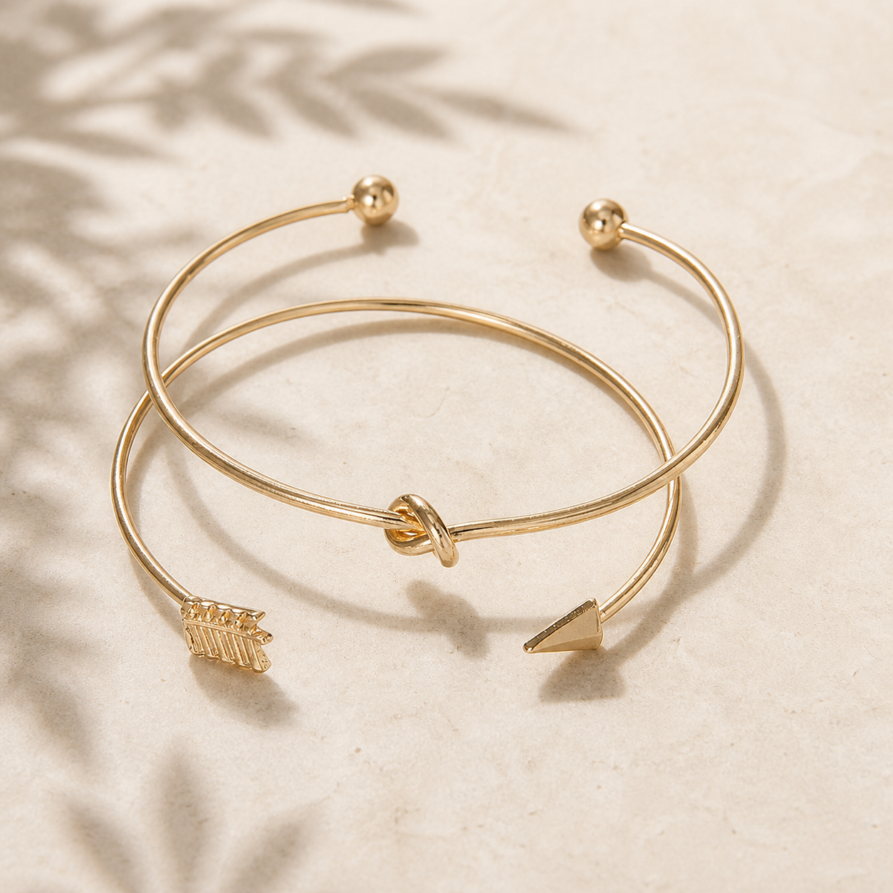 Bracelet jonc flèche nouée — Doré — vue 4