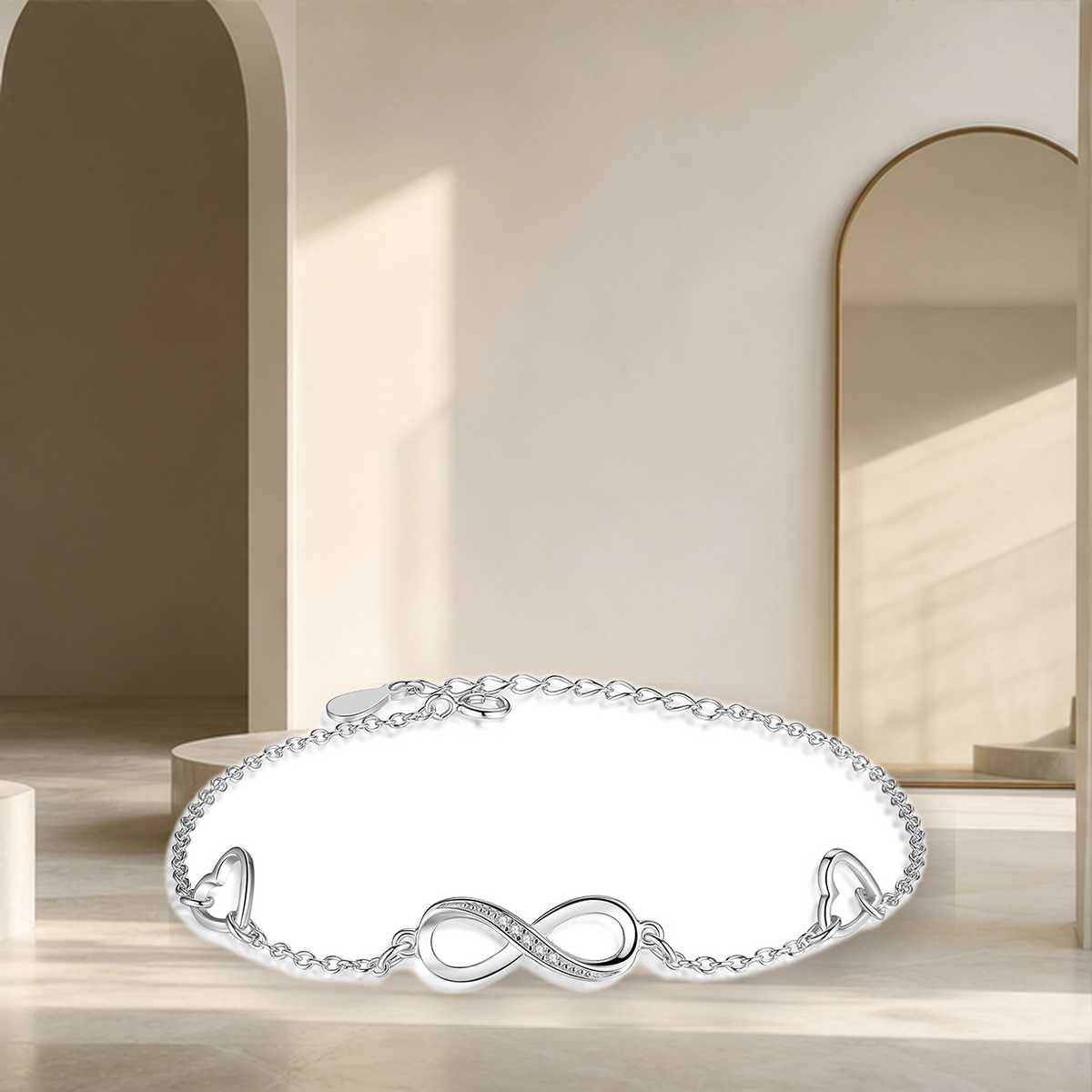 Bracelet infini ajustable en argent 925 — Love-925 Argenté — vue 2