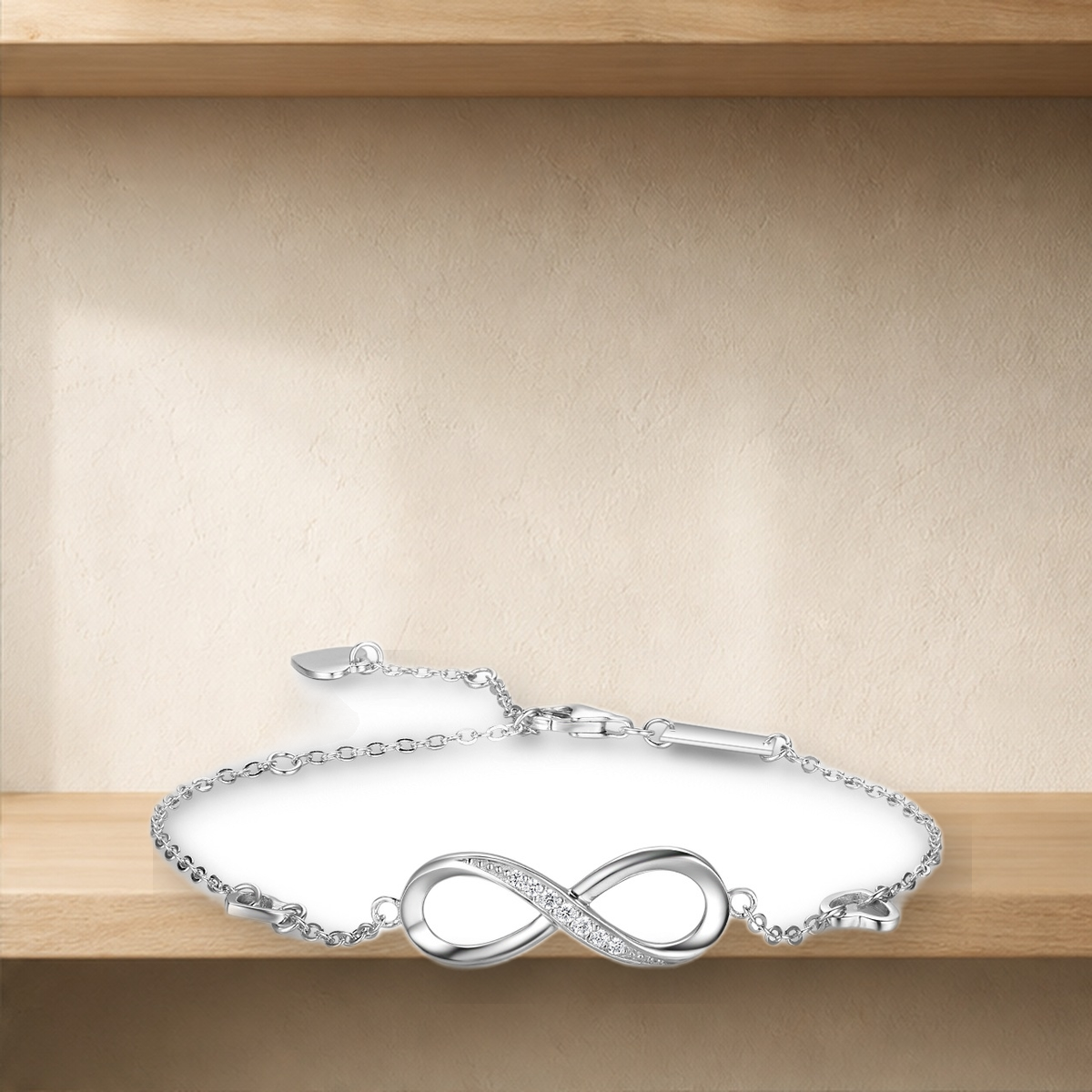 Bracelet infini ajustable en argent 925 — BA102057-925 Argenté — vue 5