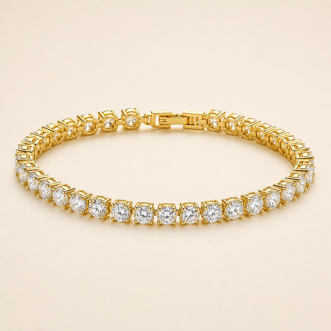 Bracelet tennis à strass — Doré — vue 2