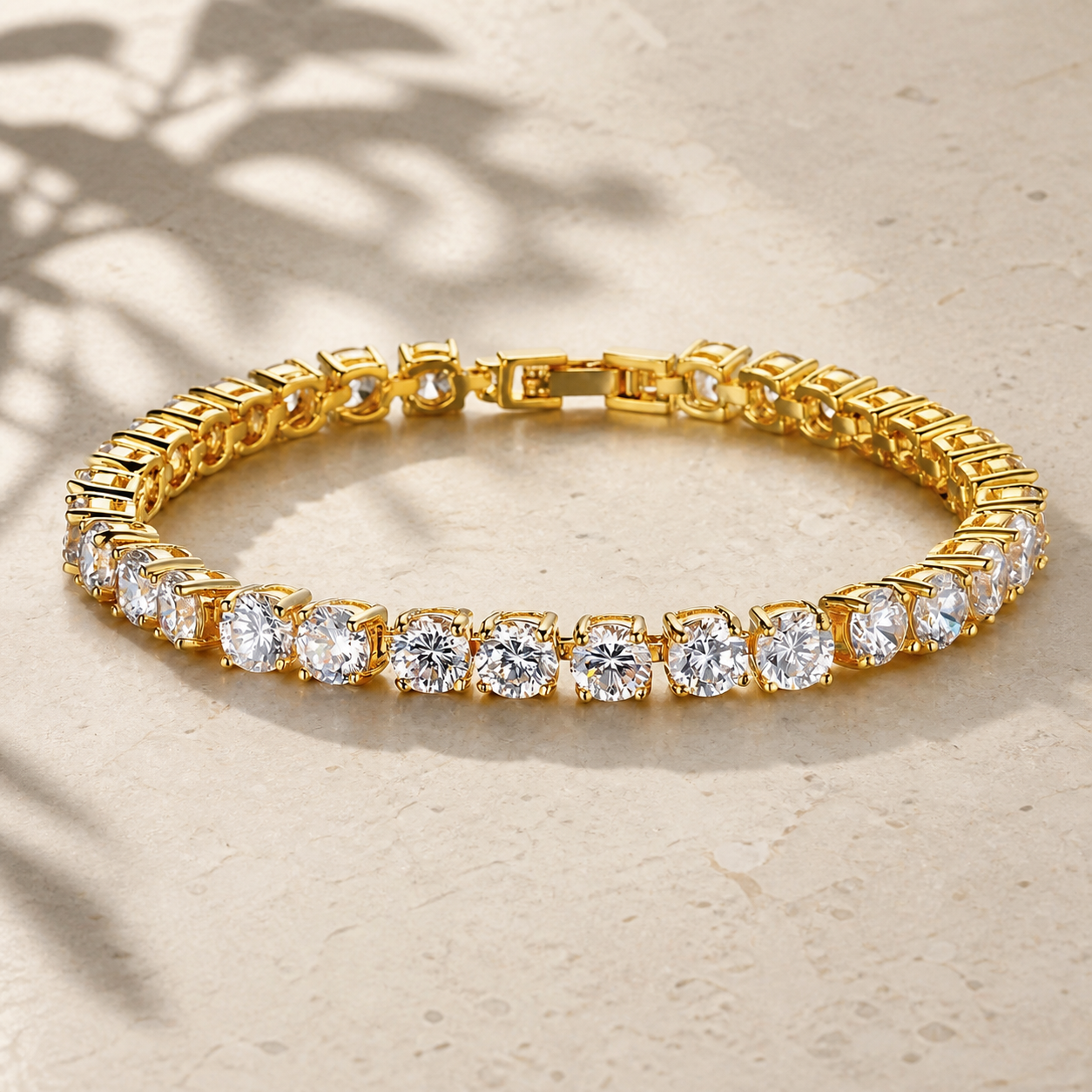 Bracelet tennis à strass — Doré — vue 4