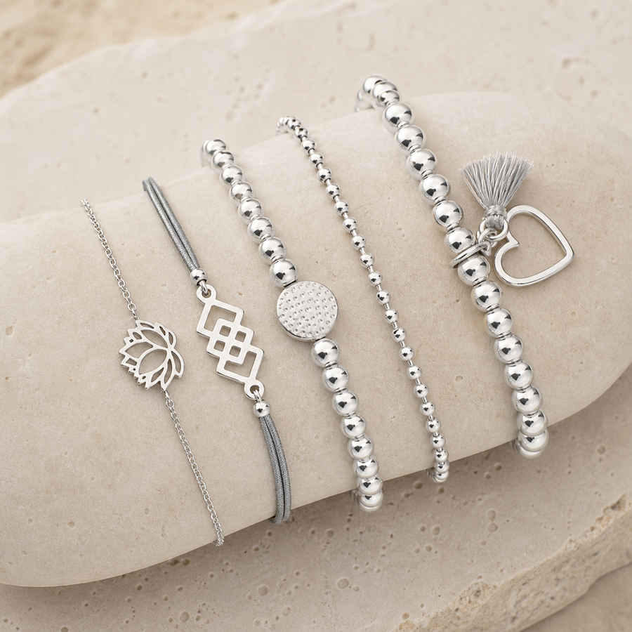 Parure bracelet et chaîne de cheville perlée — Visuel principal Olvyra — vue 1