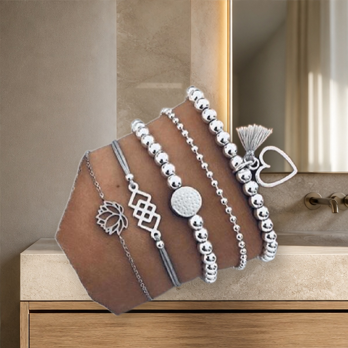 Parure bracelet et chaîne de cheville perlée — 8 style — vue 2