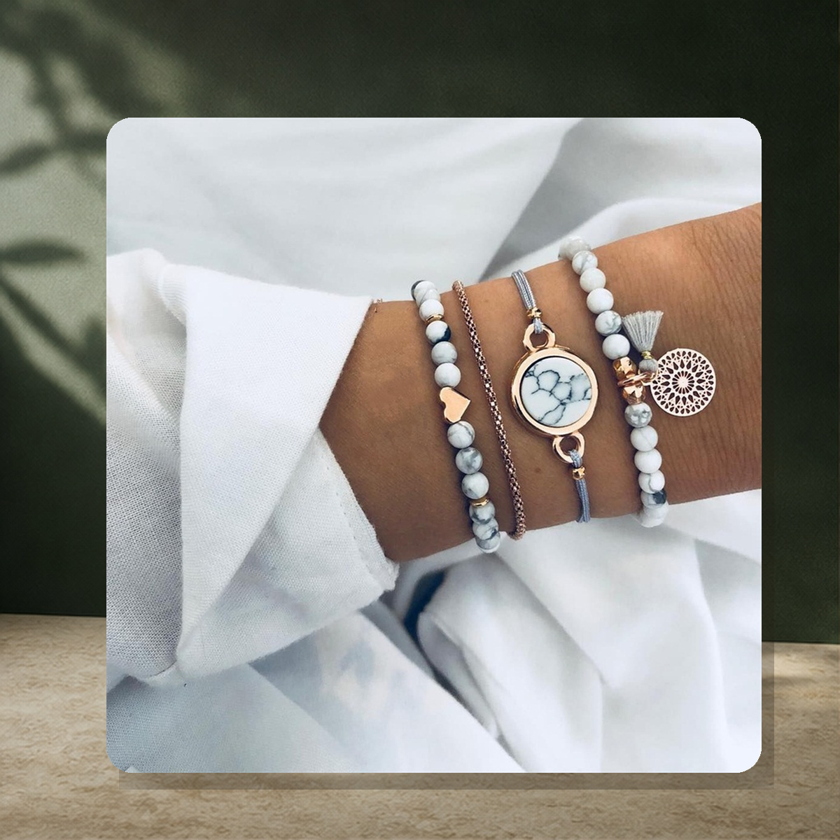 Parure bracelet et chaîne de cheville perlée — 22Style — vue 3