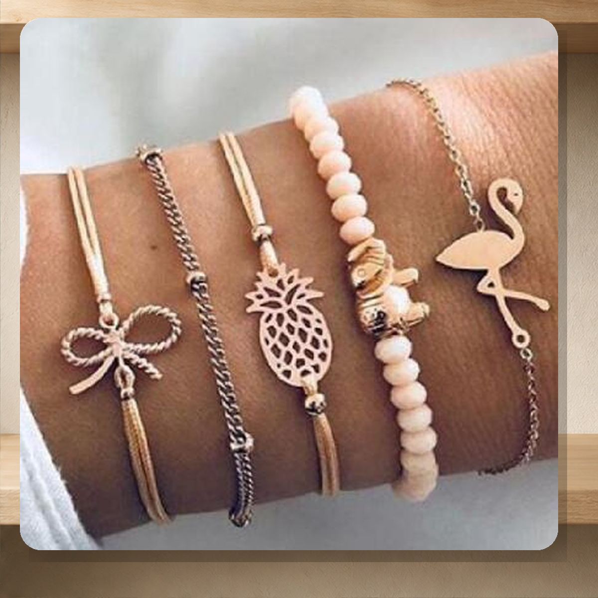 Parure bracelet et chaîne de cheville perlée — 11 style — vue 4