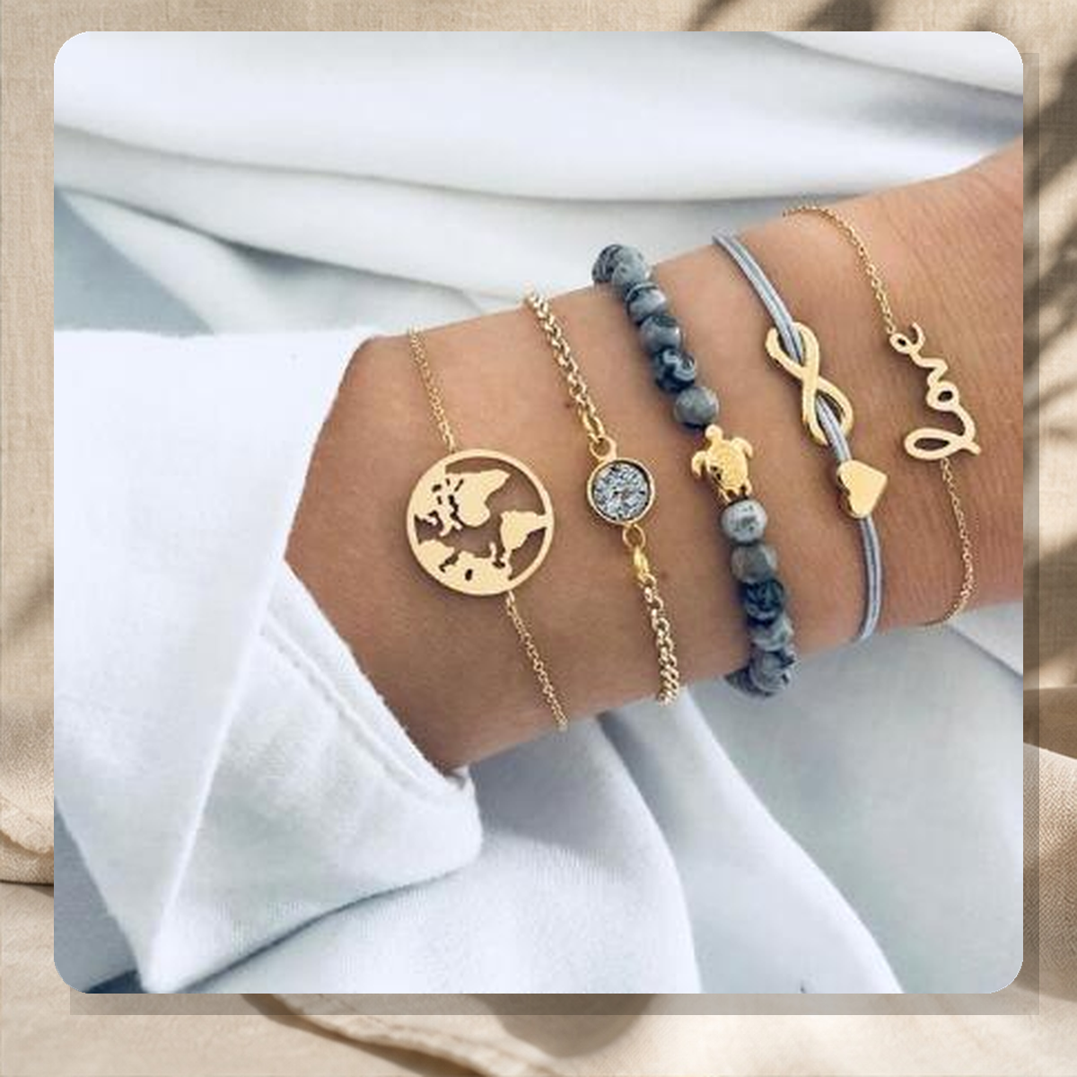 Parure bracelet et chaîne de cheville perlée — 14 style — vue 8
