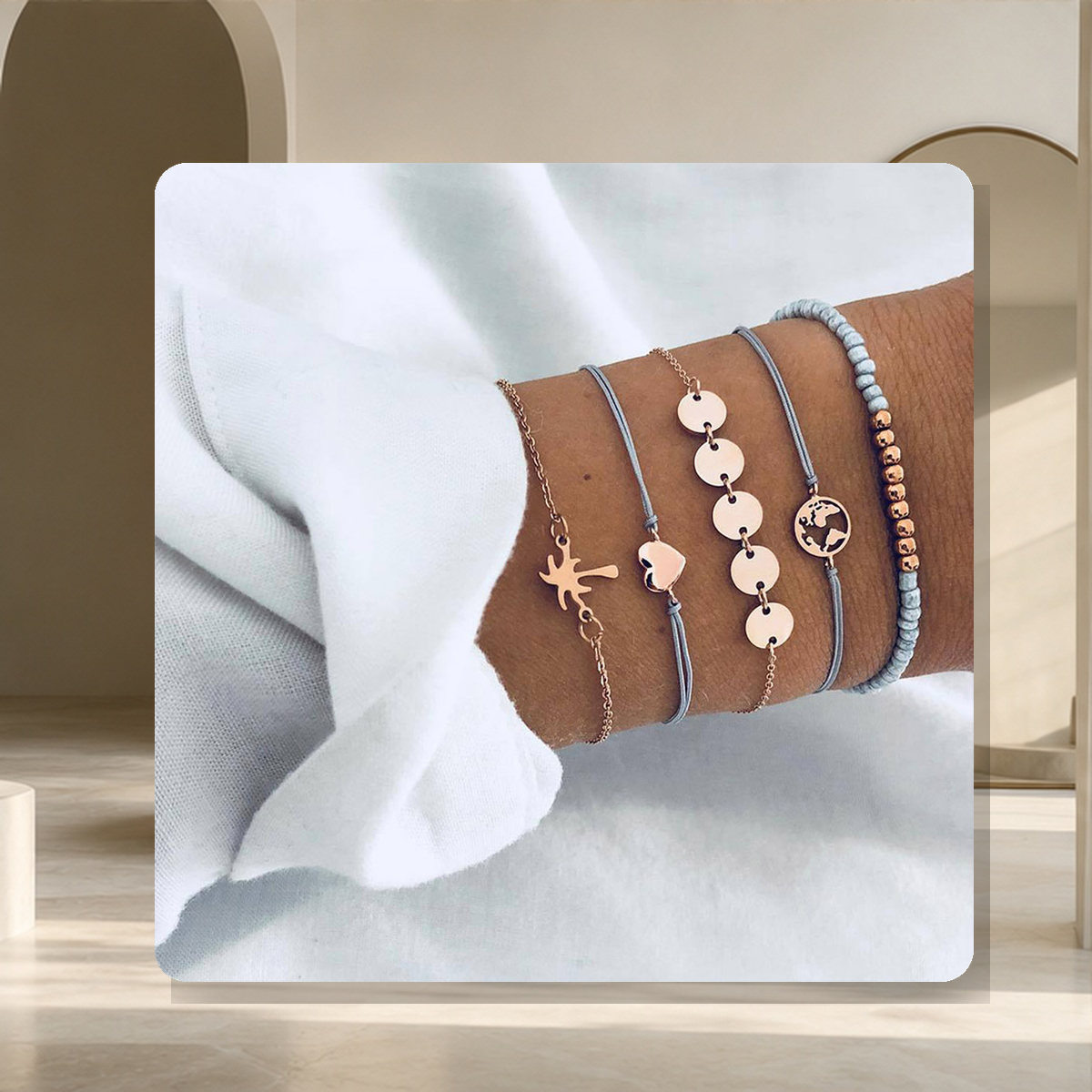 Parure bracelet et chaîne de cheville perlée — 21Style — vue 9