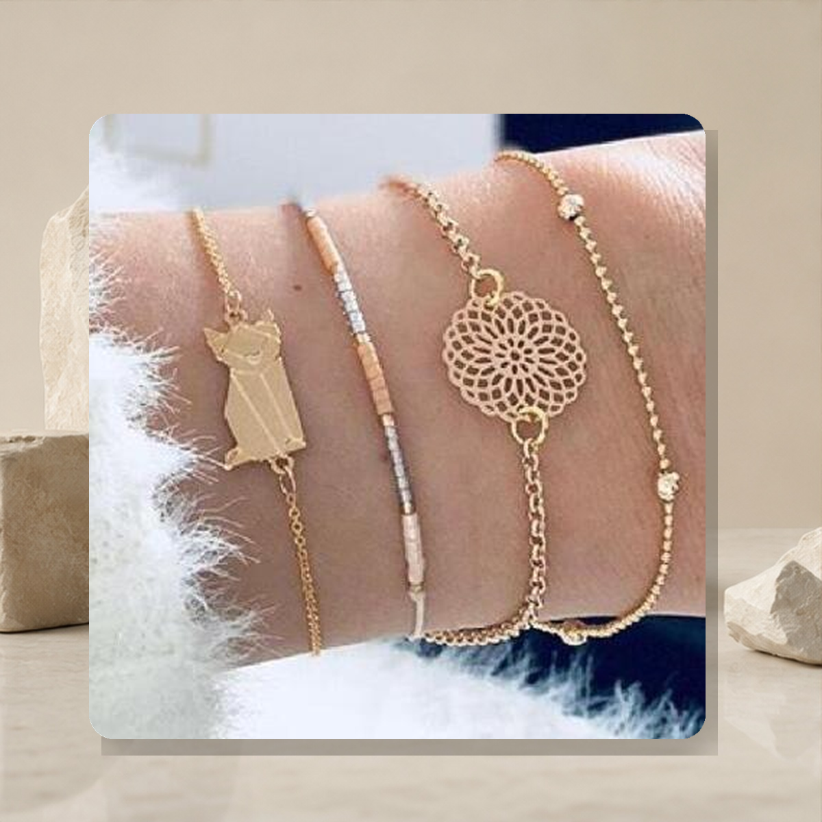 Parure bracelet et chaîne de cheville perlée — 17 style — vue 13