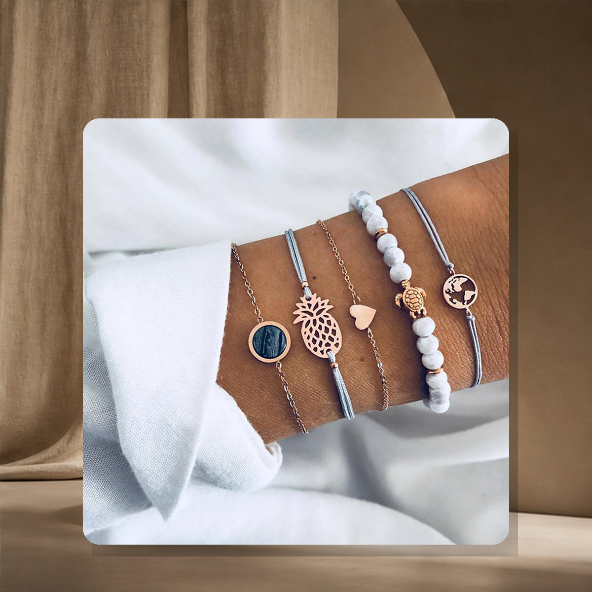 Parure bracelet et chaîne de cheville perlée — 23Style — vue 14