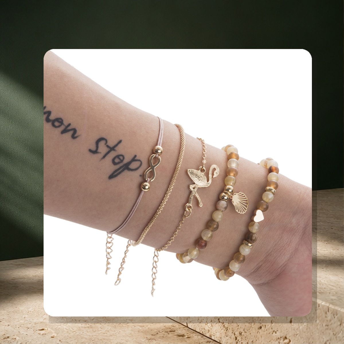 Parure bracelet et chaîne de cheville perlée — 13 style — vue 15