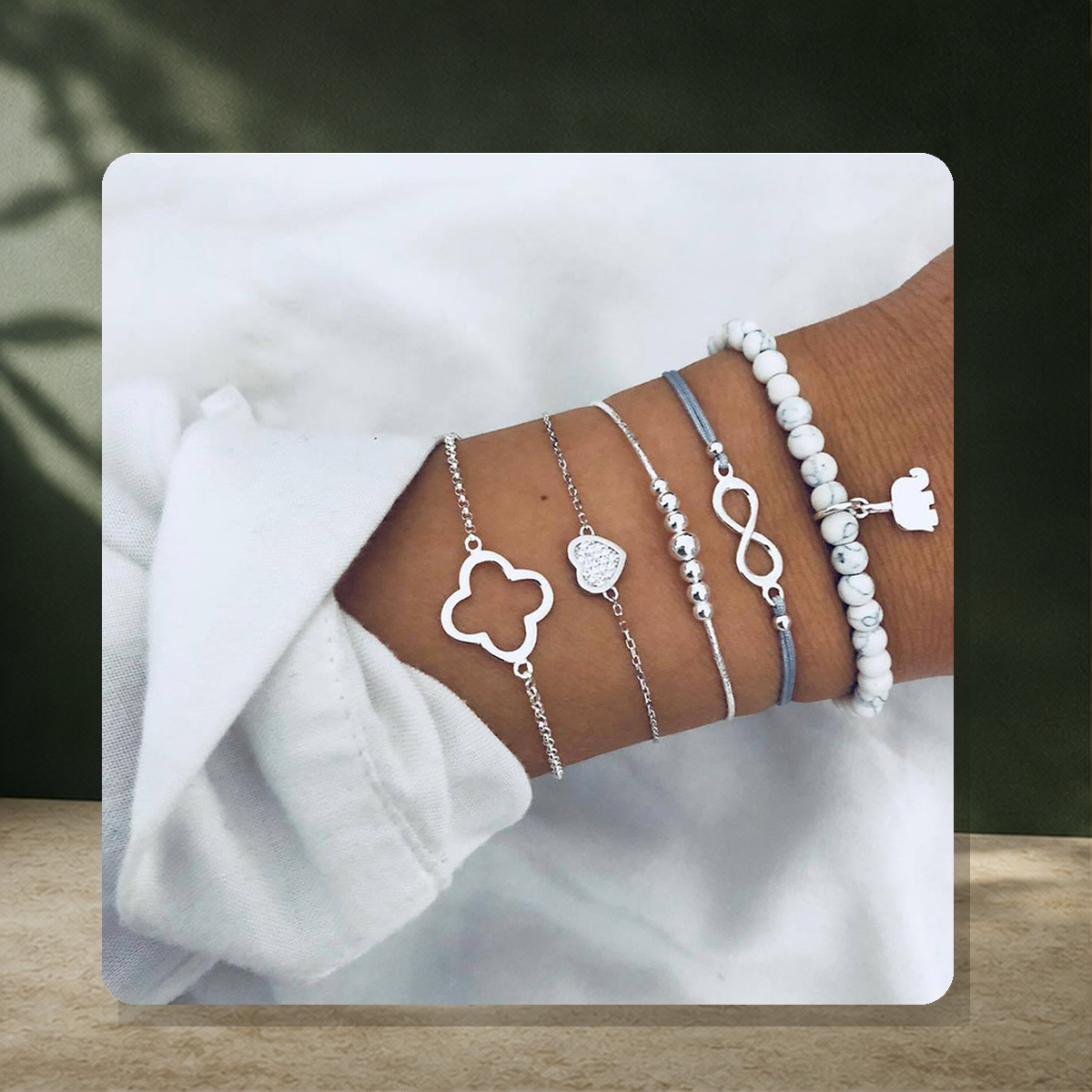 Parure bracelet et chaîne de cheville perlée — 24Style — vue 19