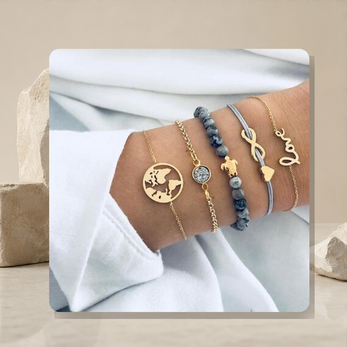Parure bracelet et chaîne de cheville perlée — 20 style — vue 21