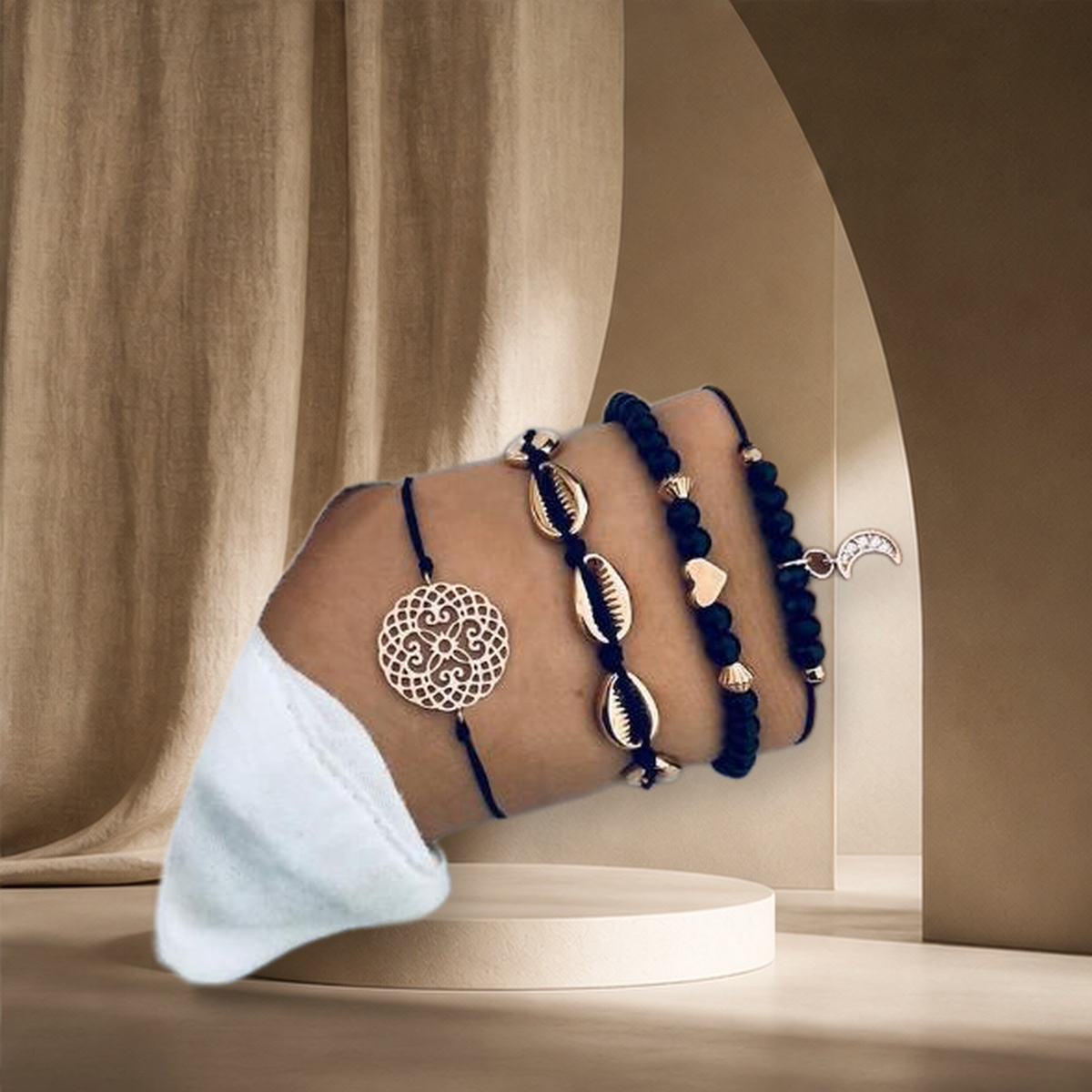 Parure bracelet et chaîne de cheville perlée — 12 style — vue 22