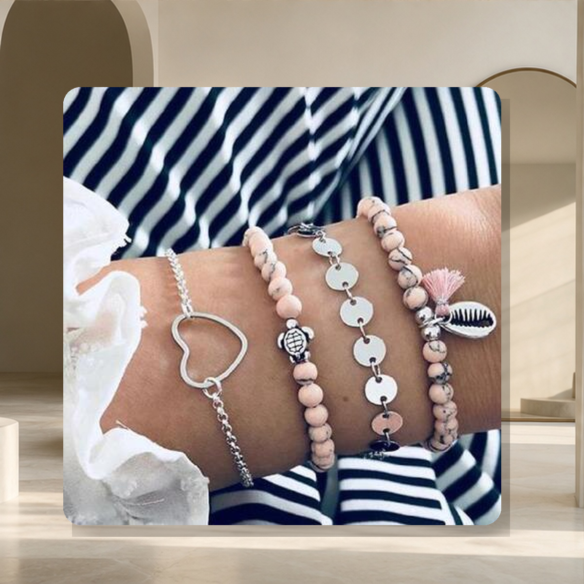 Parure bracelet et chaîne de cheville perlée — 9 style — vue 25