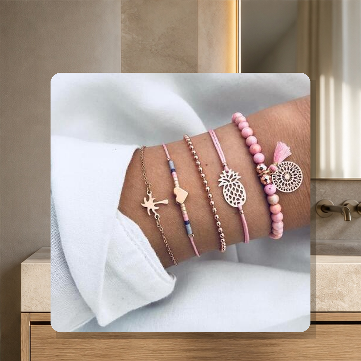 Parure bracelet et chaîne de cheville perlée — 1style — vue 26