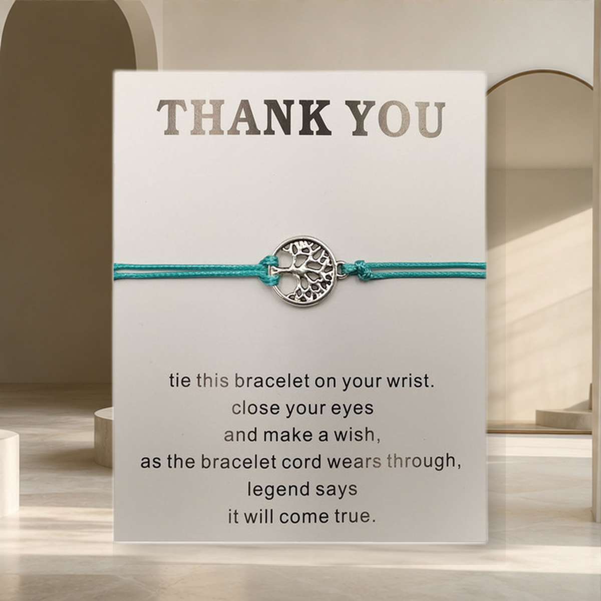 Bracelet cordon rouge arbre de vie — Vert — vue 2
