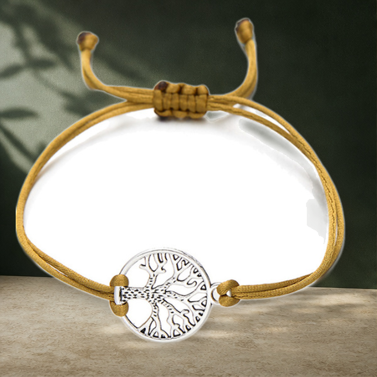 Bracelet cordon rouge arbre de vie — Coffee — vue 4