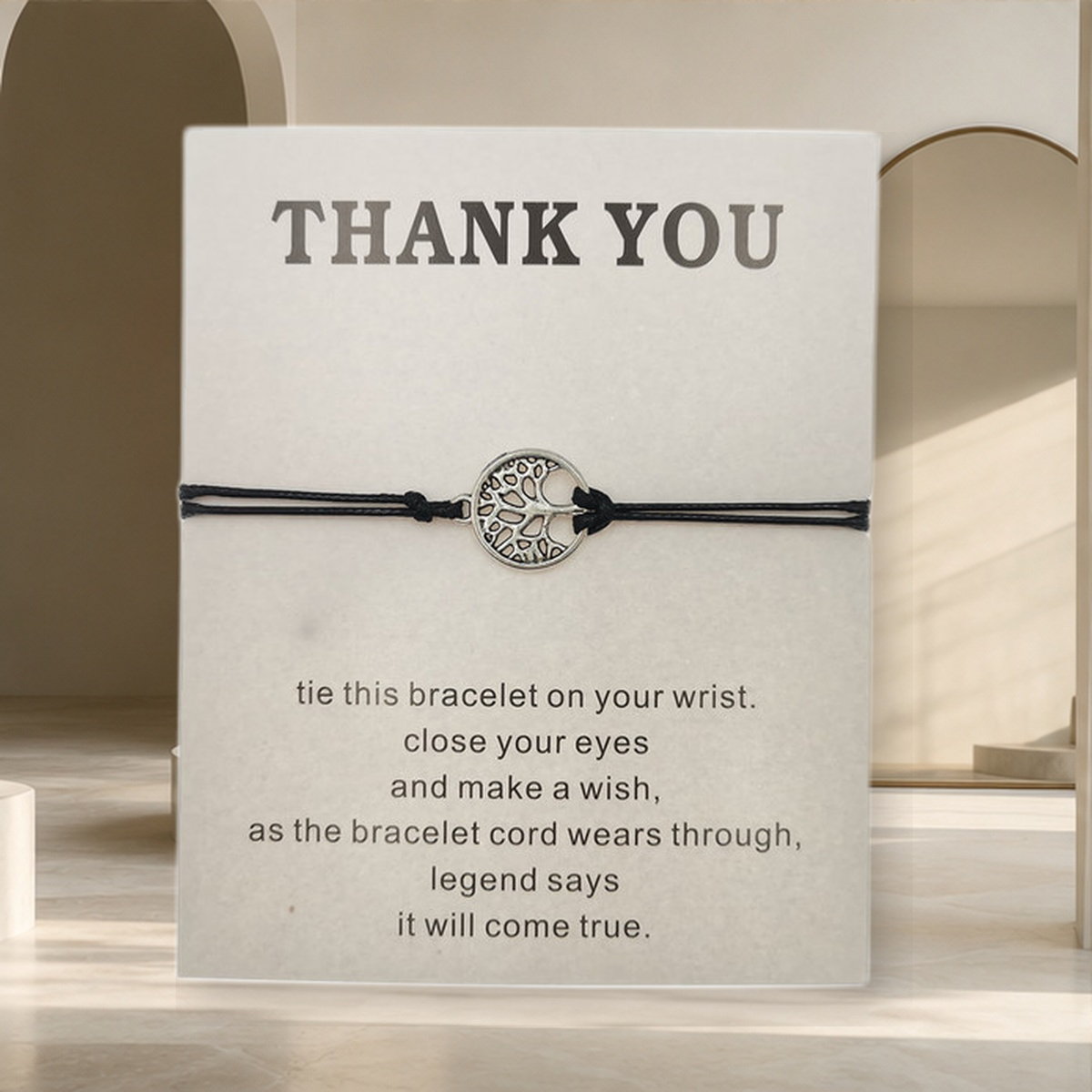 Bracelet cordon rouge arbre de vie — Noir — vue 10