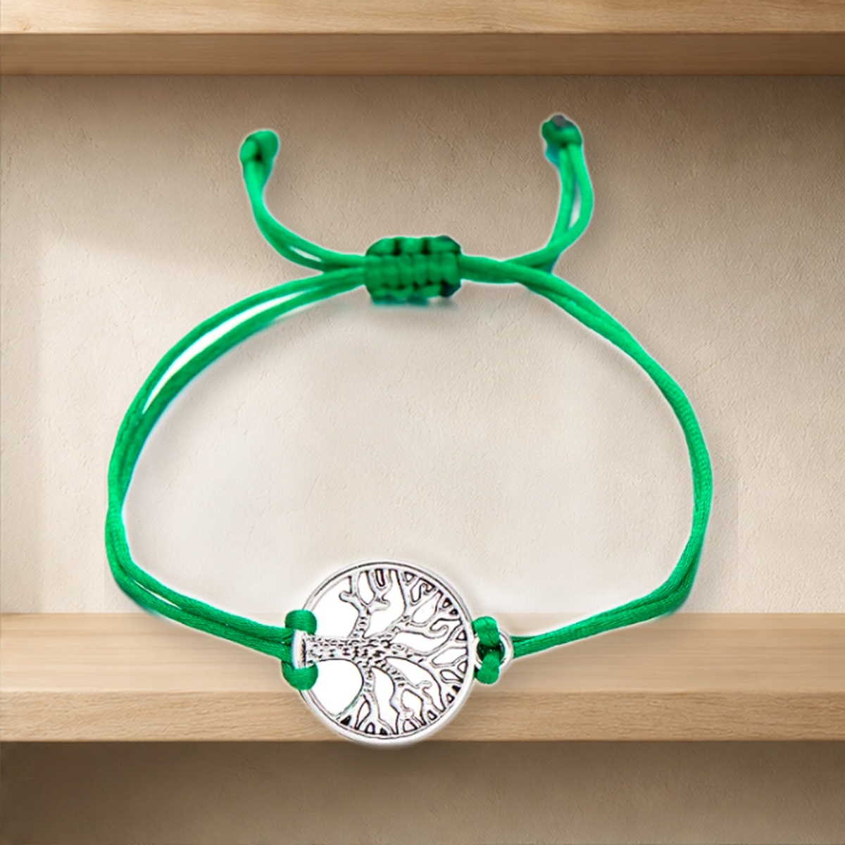 Bracelet cordon rouge arbre de vie — Grass Vert — vue 13