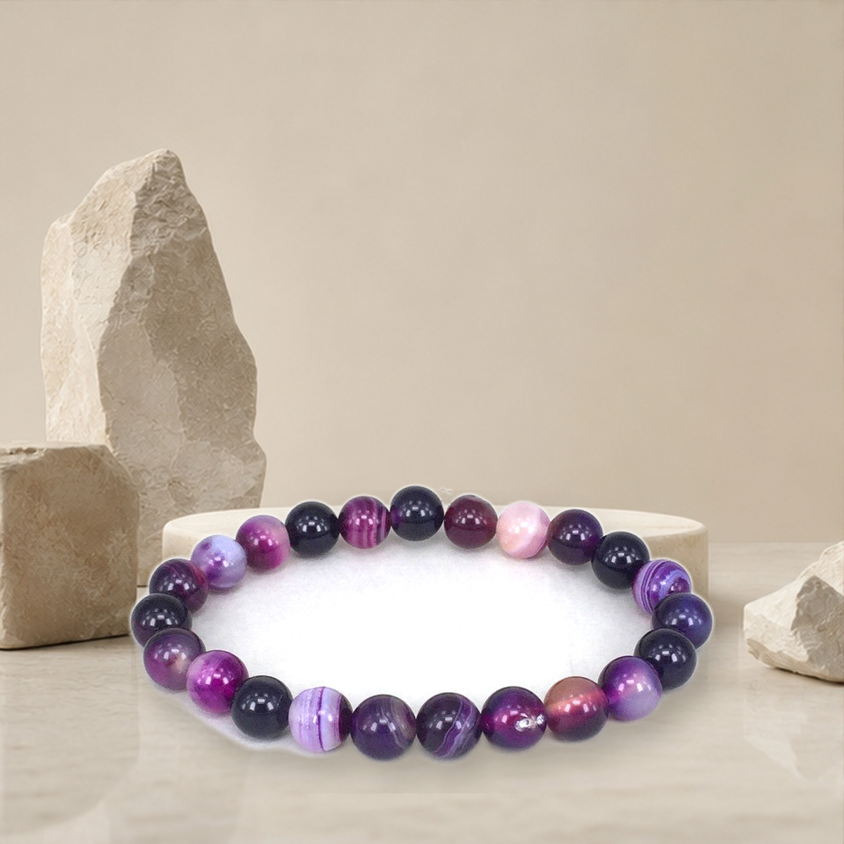 Bracelet en pierre violette — Purple10mm — vue 2