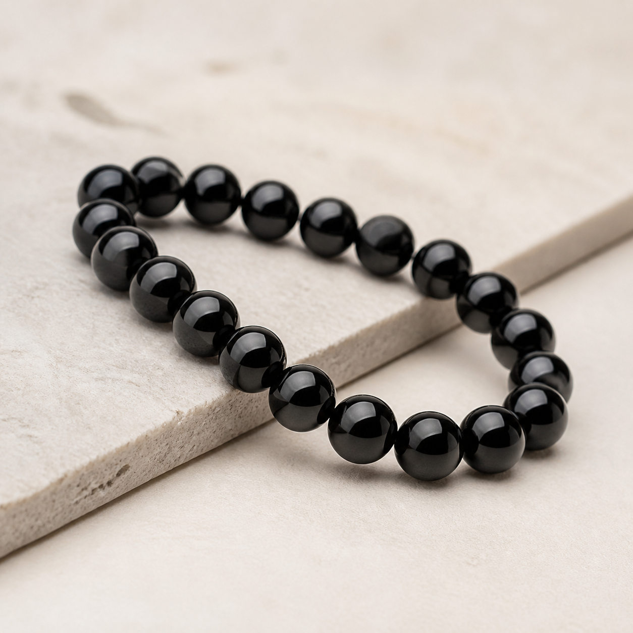 Bracelet en agate noire à perles — Perles 8 mm · bracelet 21 cm — vue 3