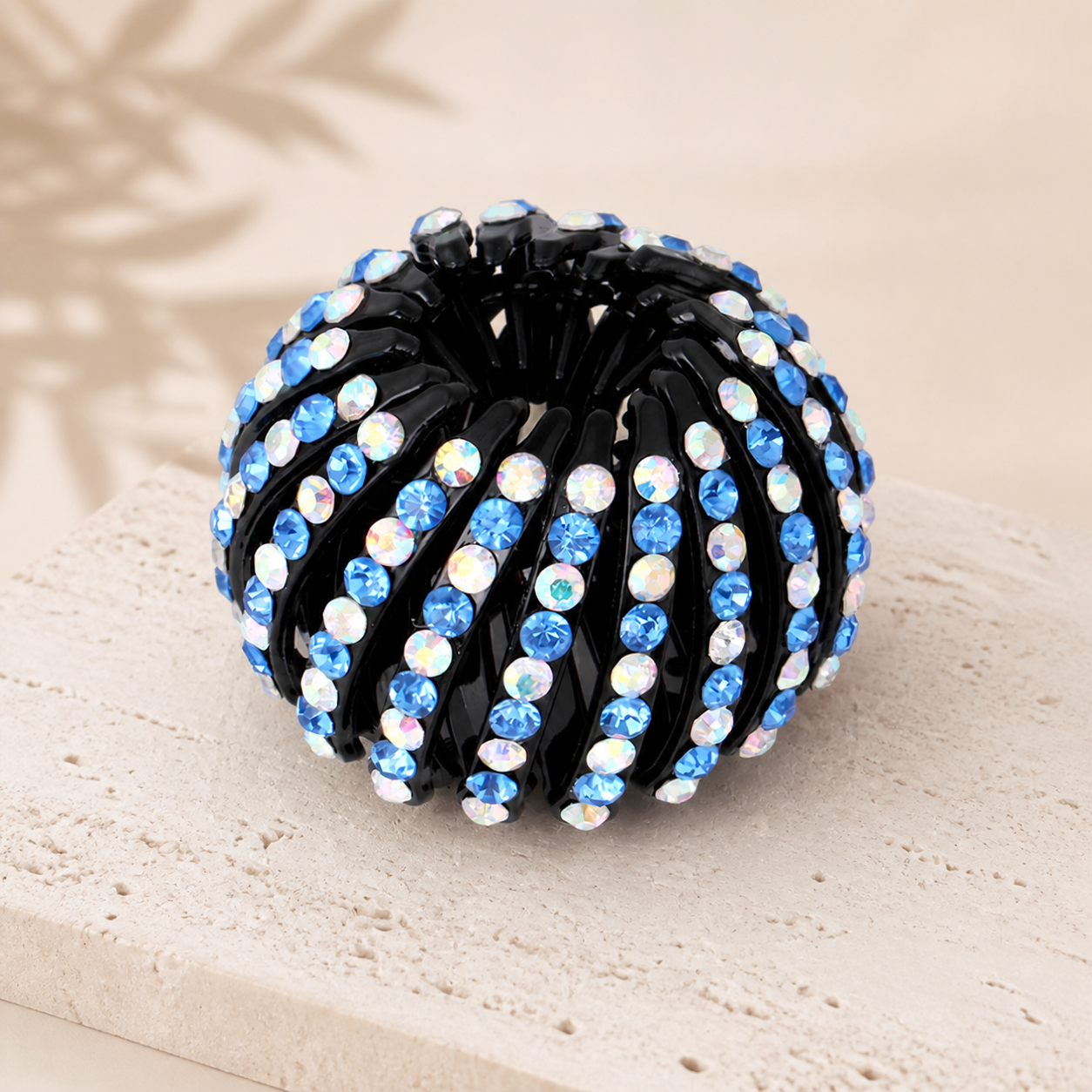 Barrette boule à strass pour queue-de-cheval — Bleu — vue 1